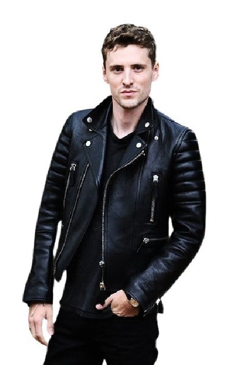 Autumn New Fashion Men's Motorcycle Leather Coat Multi Zipper Leather Jacket Coat Large Leather Coat